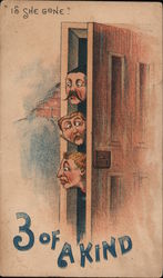 "Is she gone." 3 of a kind Comic, Funny Trade Card Trade Card Trade Card