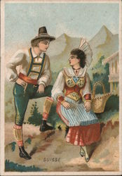 A Swiss couple in traditional costume Suisse Trade Card Trade Card Trade Card