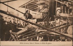 Mills Aviator, Nels J. Nelson, In Mills Bi-Plane Aviators Postcard Postcard Postcard