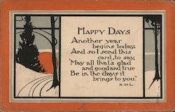 Arts & Crafts Style "Happy Days" Postcard