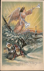 A Happy New Year Angels & Cherubs Postcard Postcard Postcard