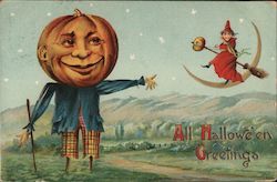 All Halloween Greetings Postcard