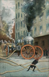 Fire Engines At Work New York, NY Postcard Postcard Postcard