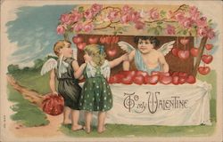 Valentine - Angels Shopping at the Heart Concession Stand Postcard