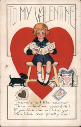 To My Valentine There's A Little Secret, This Valentine Would Tell, If You Like Me As I Like You Hearts Postcard Postcard Postcard