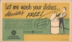 GE Portable Dishwasher - Let Me Wash Your Dishes Absolutely Free Postcard