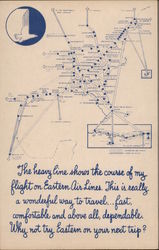 Eastern Air Lines Route Map Postcard