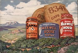 The World's Most Famous Coffees Sanka, Maxwell House Advertising Postcard Postcard Postcard