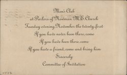 Written Invitation: Parlors of Newman M.E. Church Postcard