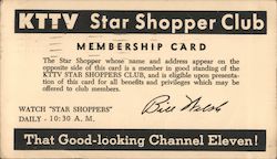 KTTV Star Shopper Club Membership Card Movie and Television Advertising Postcard Postcard Postcard