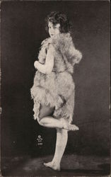 Flapper Woman in a Fur Coat Arcade Card