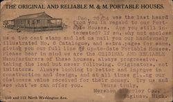 The Original and Reliable M&M. Portable Houses Postcard