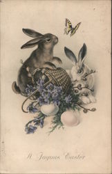 A Joyous Easter With Bunnies Postcard Postcard Postcard