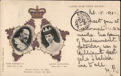 Long May They Reign King Edward VII and Queen Alexandria Postcard