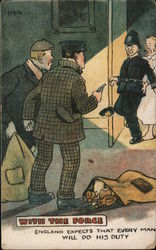 England Expects Every Man Will Do His Duty, Cop and Robbers illustration Postcard