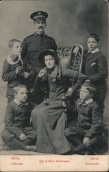 Adj. & Mrs. Nicholson, Willie, Johnnie, Perc, Bramwell. Family Portrait with Brass Instruments Performers & Groups Postcard Post Postcard