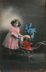 Art Deco Girl and her doll Postcard