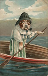 A detective dog in a boat Postcard