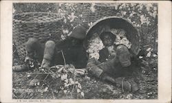 "Southern Labor", Photograph of two Black boys sleeping near crop baskets Asheville, NC Black Americana Postcard Postcard Postcard