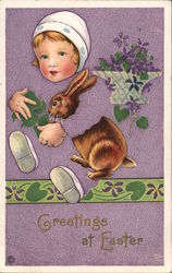 Greetings at Easter Fade Away With Bunnies Postcard Postcard Postcard