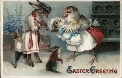 Easter Greetings With Bunnies Postcard Postcard Postcard