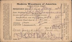 Receipt from Modern Woodmen of America Postcard