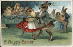 A Happy Easter With Bunnies Postcard Postcard Postcard