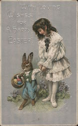 With Loving Wishes For a Happy Easter With Bunnies Postcard Postcard Postcard