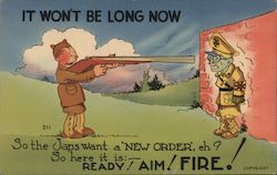 WWII Japanese Firing Line Comic World War II Postcard Postcard Postcard