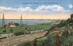 Milwaukee Bay, Showing U.S. Coast Guard Station Postcard