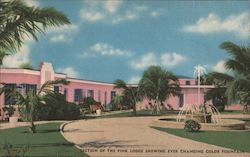 Section of the Pink Lodge Showing Ever Changing Color Fountain Lake Worth, FL Postcard Postcard Postcard