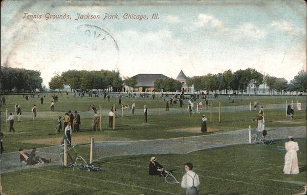 Tennis Grounds Jackson Park Chicago IL Postcard