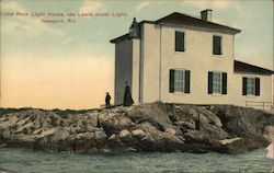 Lime Rock Light House, Ida Lewis under Light Postcard