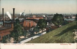 Baltimore looking Down from Federal Hill Postcard