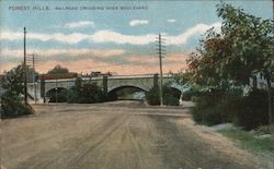 Forest Hills Railroad Crossing Over Boulevard Boston, MA Postcard Postcard Postcard