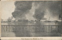 East Boston Oil Works on Fire Massachusetts Postcard Postcard Postcard