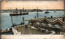 Queenstown Harbour and Railway Station Postcard