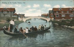 Boating on the Canals Venice, CA Postcard Postcard Postcard