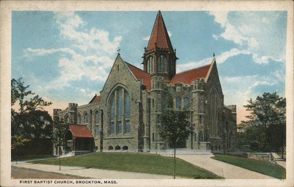 First Baptist Church Brockton, MA Postcard