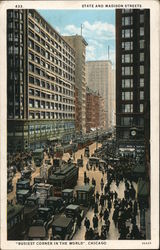 State and Madison Streets, "Busiest Corner in the World" Postcard