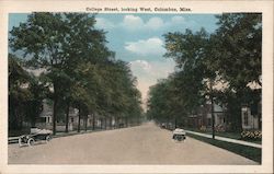 College Street, Looking West Columbus, MS Postcard Postcard Postcard