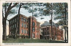 Wells and May Halls State Normal School Framingham Center, Mass. Massachusetts Postcard Postcard Postcard