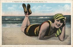 A Pebble on the Beach Long Beach, CA Swimsuits & Pinup Postcard Postcard Postcard