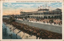 Beach, Boulevard and Seawall, Showing Crystal Palace Postcard