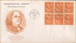 Presidential Series Benjamin Franklin First Day Covers First Day Cover First Day Cover First Day Cover