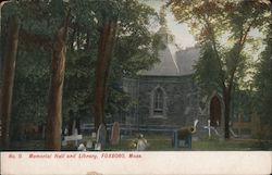 Memorial Hall and Library Foxboro, MA Postcard Postcard Postcard