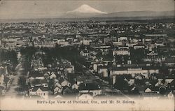 Bird's Eye View of Portland and Mt. St. Helens Postcard