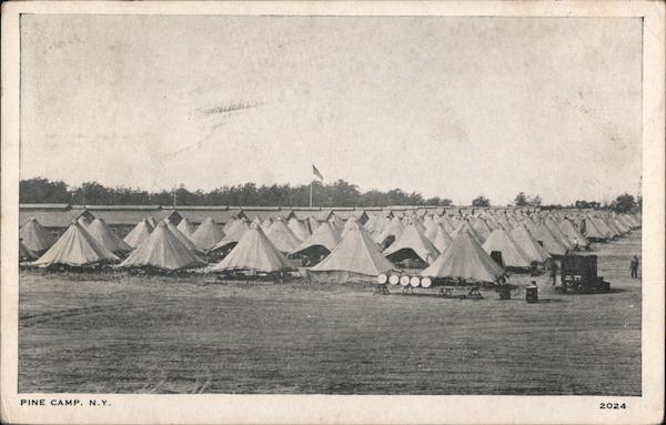 Rows of Teepee-Style Tents, Pine Camp Fort Drum, NY Postcard