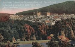 Affiliated College and University Hospital, Sutro Forest in the Background, from Golden Gate Park Postcard