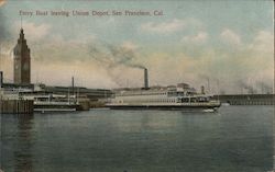 Ferry Boat Leaving Union Depot Postcard